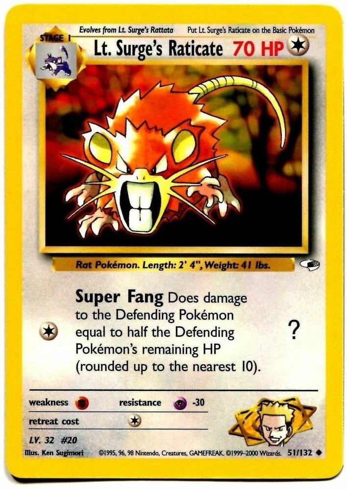 Lt. Surge's Raticate (51/132) [Gym Heroes]