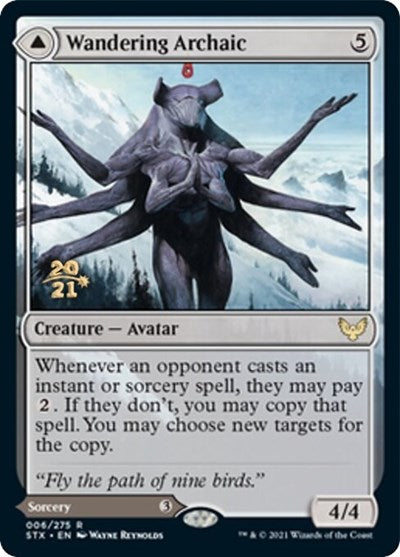 Wandering Archaic // Explore the Vastlands [Strixhaven: School of Mages Prerelease Promos] (PSTX 6)