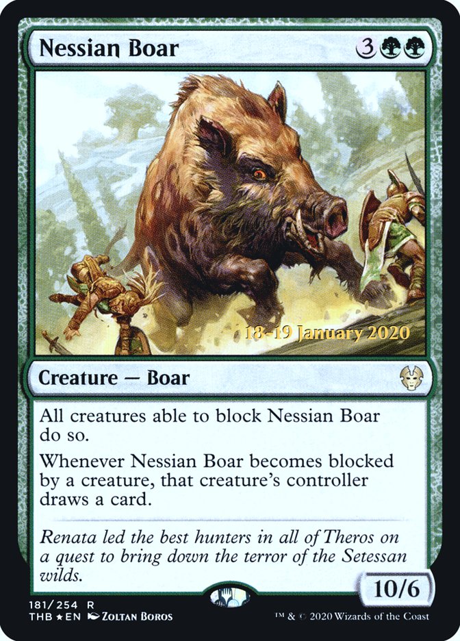 Nessian Boar [Theros Beyond Death Prerelease Promos] (PTHB 181S)