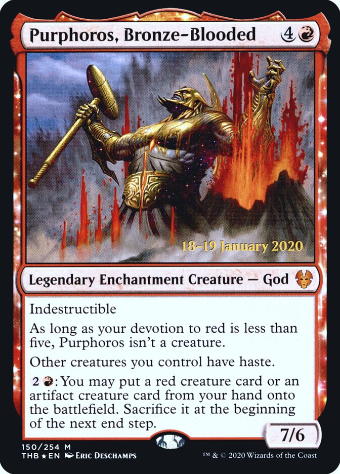 Purphoros, Bronze-Blooded [Theros Beyond Death Prerelease Promos] (PTHB 150S)