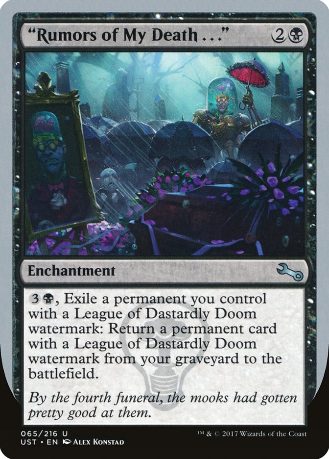 "Rumors of My Death . . ." [Unstable] (UST 65), MTG singles Australia, magic the gathering singles australia, buy mtg singles australia, buy magic singles australia, sell magic cards, sell mtg cards, sell magic the gathering cards, sell magic cards online, sell mtg