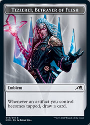Spirit (002) // Tezzeret, Betrayer of Flesh Emblem Double-sided Token [Kamigawa: Neon Dynasty Tokens] (TNEO 2)