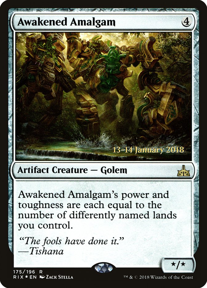 Awakened Amalgam (Prerelease) [Rivals of Ixalan Prerelease Promos] (PRIX 175S)