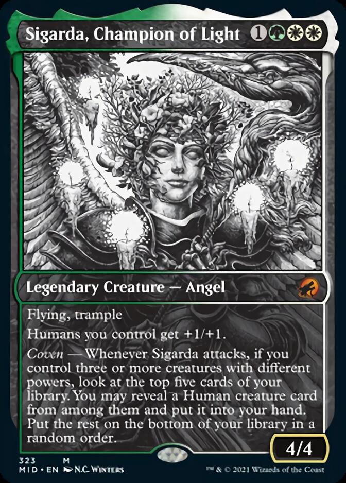 Sigarda, Champion of Light (Showcase) [Innistrad: Midnight Hunt] (MID 323)