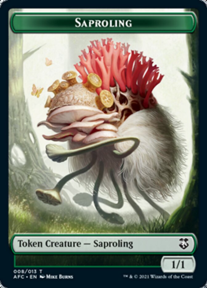 Knight // Saproling Double-sided Token [Dungeons & Dragons: Adventures in the Forgotten Realms Commander Tokens] (TAFC 2)