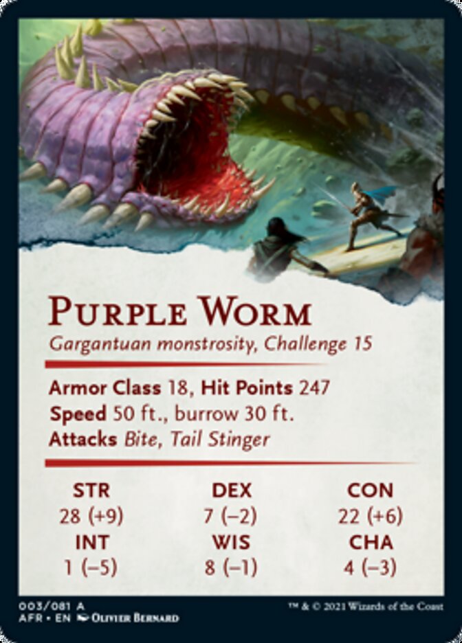 Purple Worm Art Card [Dungeons & Dragons: Adventures in the Forgotten Realms Art Series] (AAFR 3)