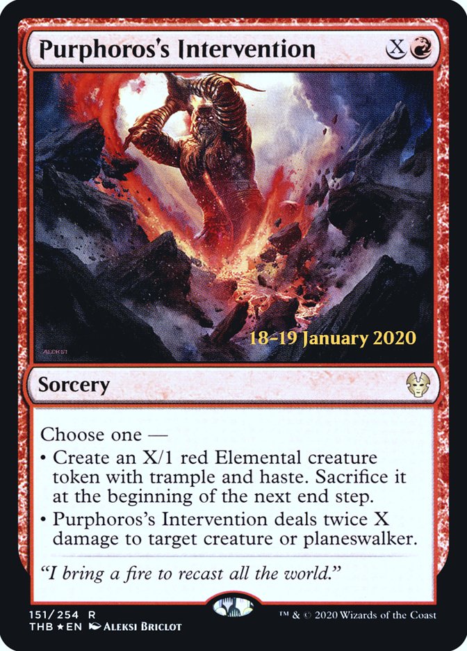Purphoros's Intervention [Theros Beyond Death Prerelease Promos] (PTHB 151S)