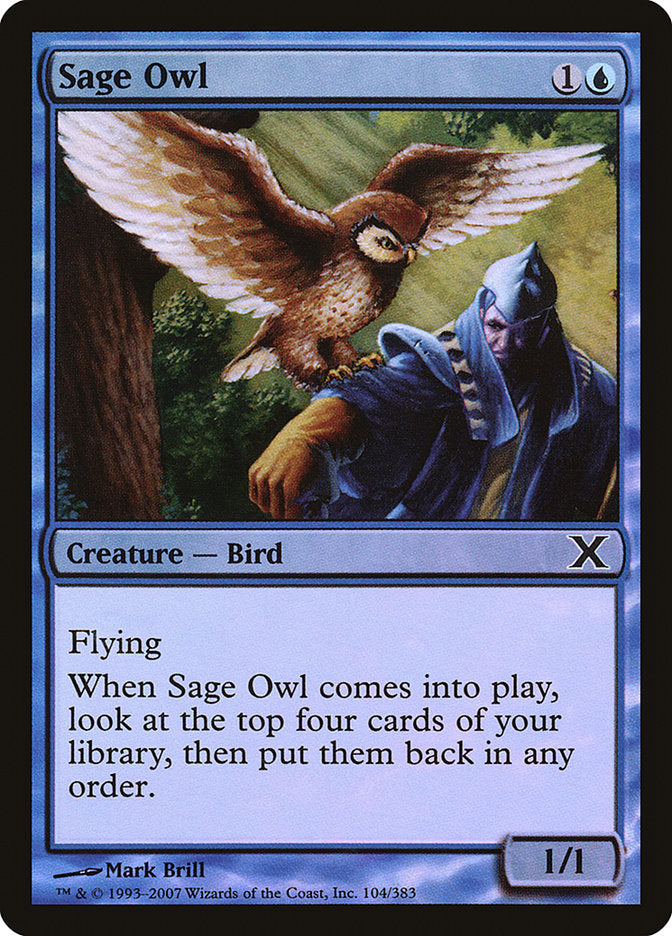 Sage Owl (Premium Foil) [Tenth Edition] (10E 104)