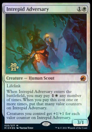 Intrepid Adversary [Innistrad: Midnight Hunt Prerelease Promos] (PMID 25)