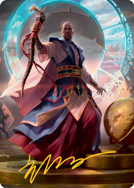 Teferi, Who Slows the Sunset Art Card (Gold-Stamped Signature) [Innistrad: Midnight Hunt Art Series] (AMID 10)