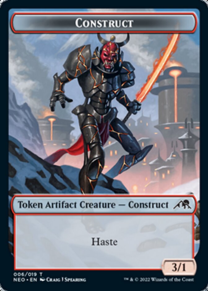 Spirit (002) // Construct (006) Double-sided Token [Kamigawa: Neon Dynasty Tokens] (TNEO 2)