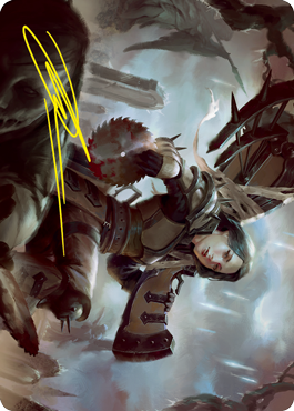Sawblade Slinger Art Card (Gold-Stamped Signature) [Innistrad: Crimson Vow Art Series] (AVOW 54)