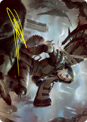 Sawblade Slinger Art Card (Gold-Stamped Signature) [Innistrad: Crimson Vow Art Series] (AVOW 54)