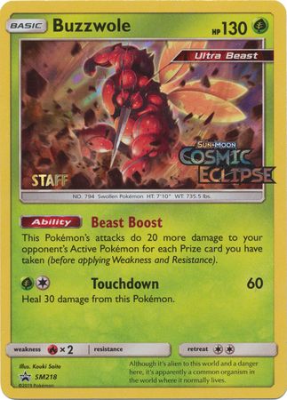 Buzzwole (Staff Prerelease Promo) (SM218) [Sun & Moon: Black Star Promos]