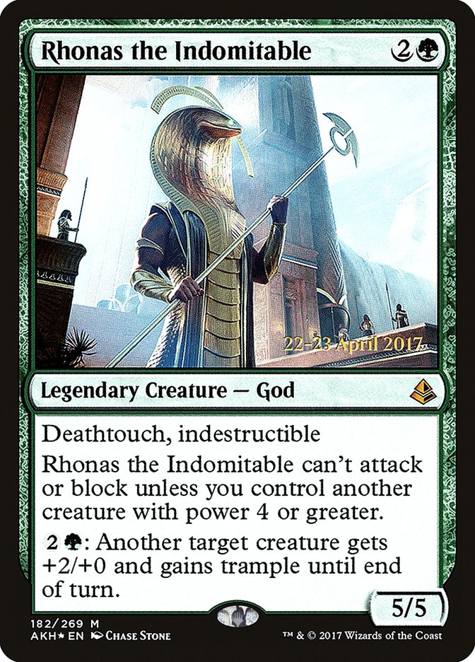 Rhonas the Indomitable  (Prerelease) [Amonkhet Prerelease Promos] (PAKH 182S)