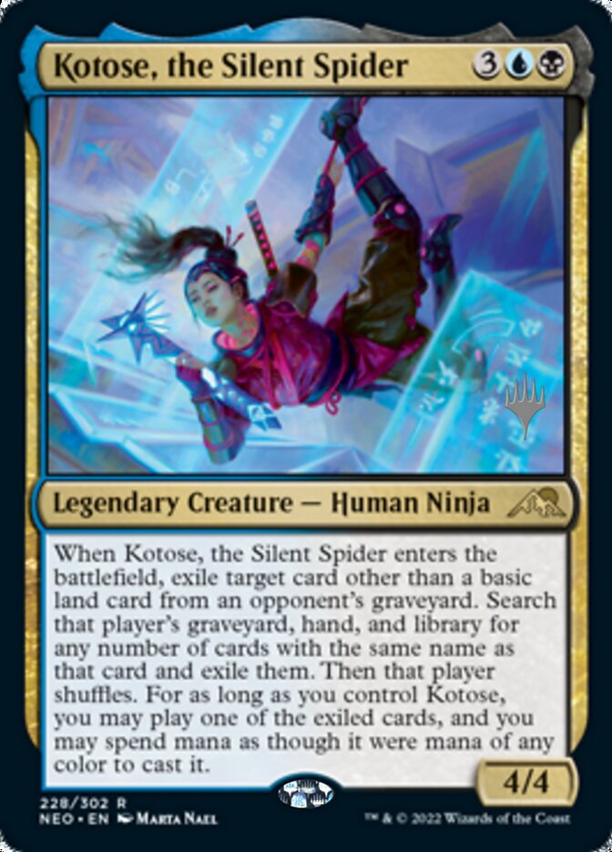 Kotose, the Silent Spider (Promo Pack) [Kamigawa: Neon Dynasty Promos] (PNEO 228)