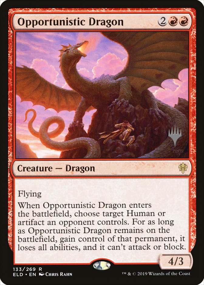 Opportunistic Dragon (Promo Pack) [Throne of Eldraine Promos] (PELD 133P)