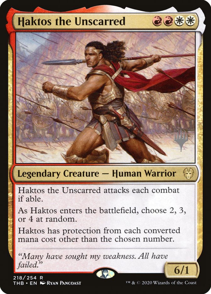 Haktos the Unscarred (Promo Pack) [Theros Beyond Death Promos] (PTHB 218P)