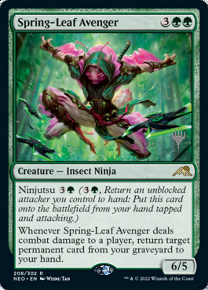 Spring-Leaf Avenger (Promo Pack) [Kamigawa: Neon Dynasty Promos] (PNEO 208)