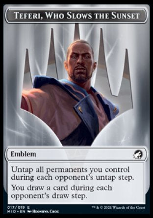 Human // Teferi, Who Slows the Sunset Emblem Double-sided Token [Innistrad: Midnight Hunt Tokens] (TMID 1)