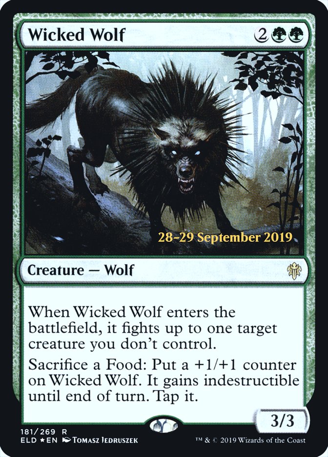 Wicked Wolf  [Throne of Eldraine Prerelease Promos] (PELD 181S)