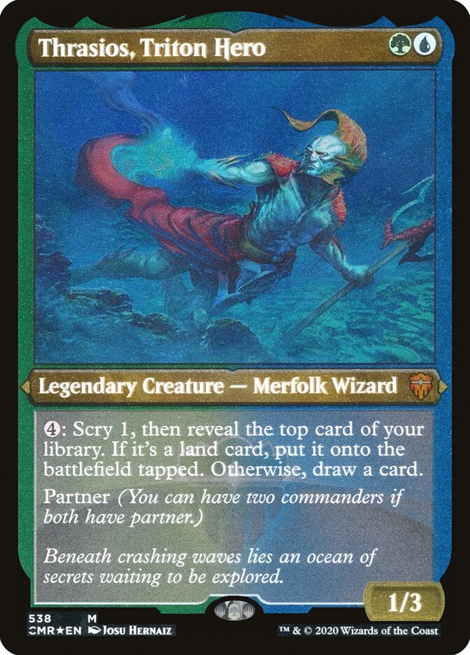 Thrasios, Triton Hero [Commander Legends Etched] (PCMR 538)