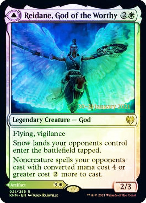 Reidane, God of the Worthy // Valkmira, Protector's Shield  [Kaldheim Prerelease Promos] (PKHM 21)