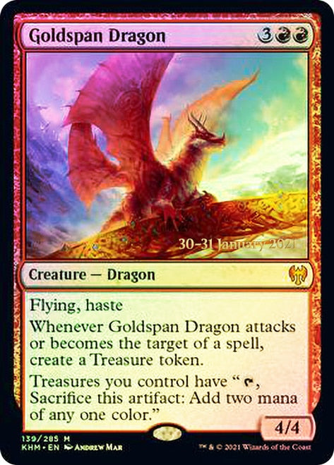 Goldspan Dragon  [Kaldheim Prerelease Promos] (PKHM 139)
