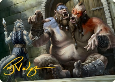 Ettin Art Card (Gold-Stamped Signature) [Dungeons & Dragons: Adventures in the Forgotten Realms Art Series] (AAFR 13)