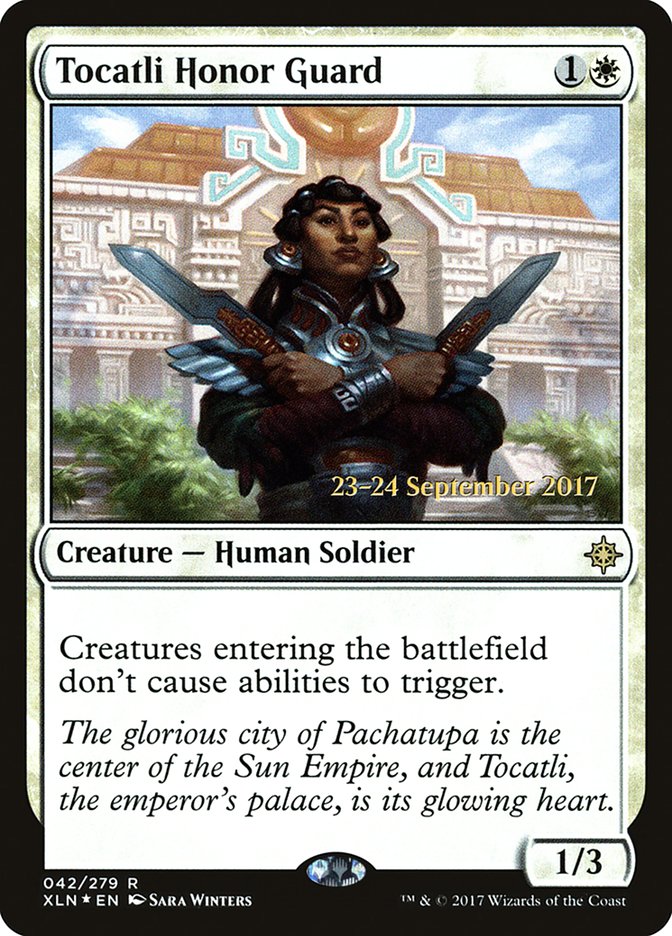 Tocatli Honor Guard  (Prerelease) [Ixalan Prerelease Promos] (PXLN 42S)