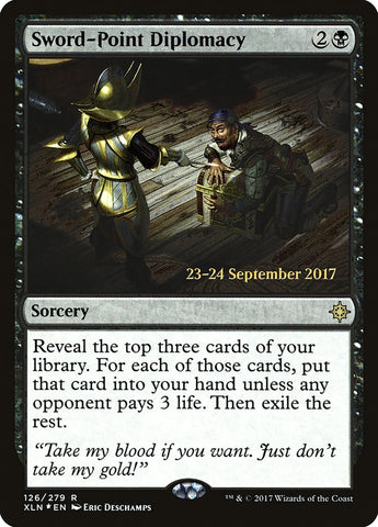 Sword-Point Diplomacy  (Prerelease) [Ixalan Prerelease Promos] (PXLN 126S)