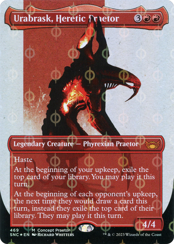 Urabrask, Heretic Praetor (Borderless Concept Preators Step-and-Compleat Foil) [Streets of New Capenna]