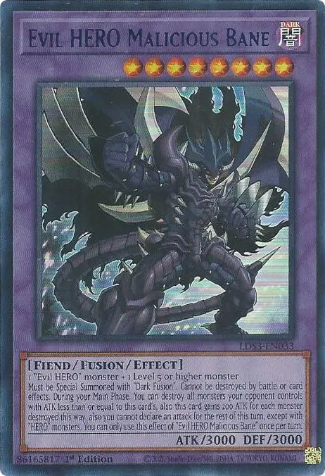 Evil HERO Malicious Bane (Blue) [LDS3-EN027] Ultra Rare
