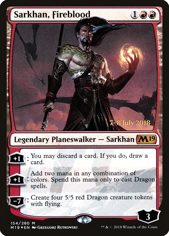 Sarkhan, Fireblood  (Prerelease) [Core Set 2019 Prerelease Promos] (PM19 154S)