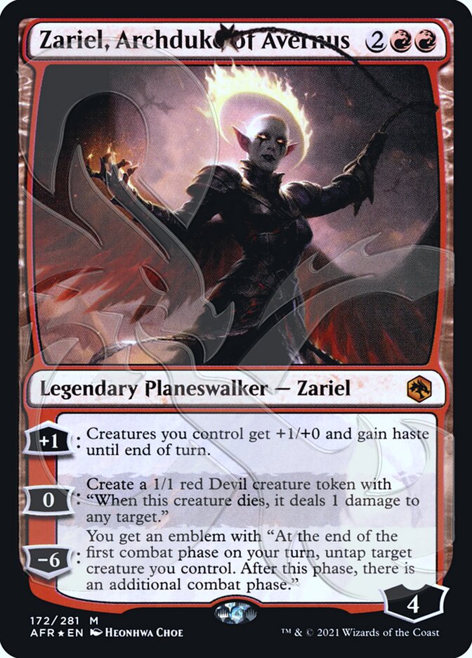 Zariel, Archduke of Avernus (Ampersand Promo) [Dungeons & Dragons: Adventures in the Forgotten Realms Promos] (PAFR 172A)