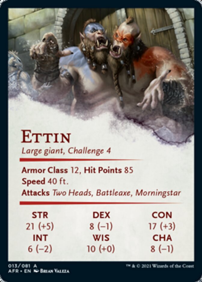 Ettin Art Card (Gold-Stamped Signature) [Dungeons & Dragons: Adventures in the Forgotten Realms Art Series] (AAFR 13)