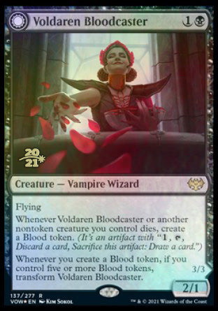 Voldaren Bloodcaster // Bloodbat Summoner [Innistrad: Crimson Vow Prerelease Promos] (PVOW 137)