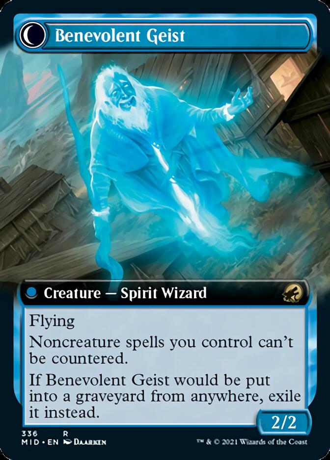 Malevolent Hermit // Benevolent Geist (Extended) [Innistrad: Midnight Hunt] (MID 336)