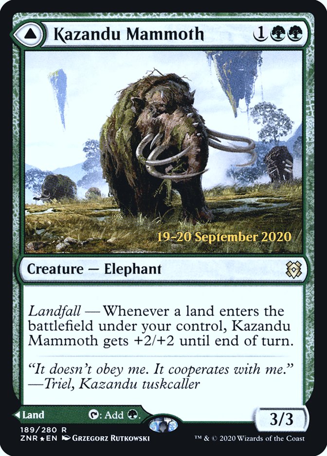 Kazandu Mammoth // Kazandu Valley  [Zendikar Rising Prerelease Promos] (PZNR 189S)