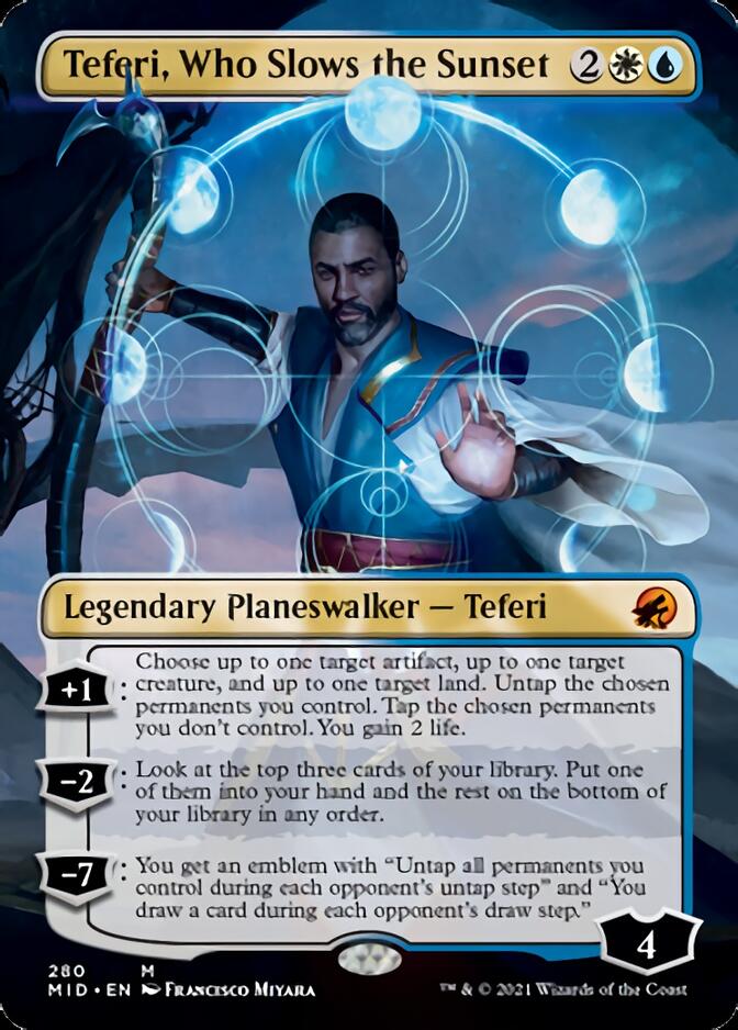 Teferi, Who Slows the Sunset (Borderless) [Innistrad: Midnight Hunt] (MID 280)