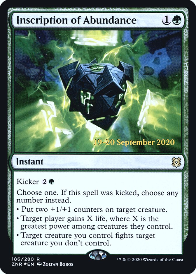 Inscription of Abundance  [Zendikar Rising Prerelease Promos] (PZNR 186S)
