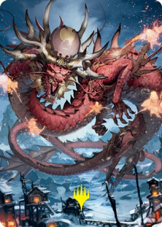 Atsushi, the Blazing Sky 2 Art Card (Gold-Stamped Signature) [Kamigawa: Neon Dynasty Art Series] (ANEO 61)