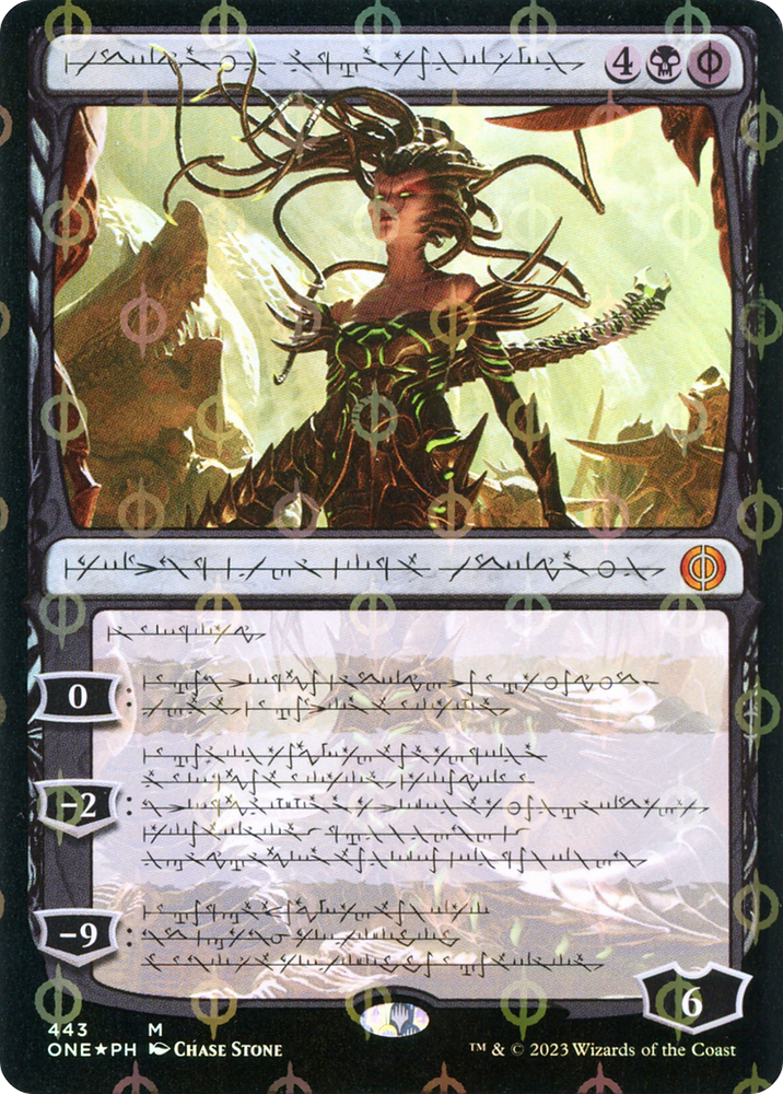 Vraska, Betrayal's Sting (Phyrexianized Step-and-Compleat Foil) [Phyrexia: All Will Be One]