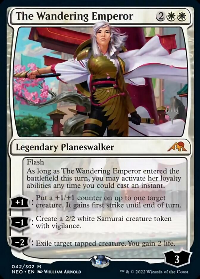 The Wandering Emperor (Promo Pack) [Kamigawa: Neon Dynasty Promos] (PNEO 42)