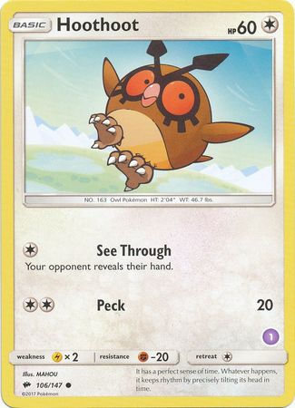 Hoothoot (106/147) [Sun & Moon: Trainer Kit - Alolan Sandslash & Alolan Ninetales]