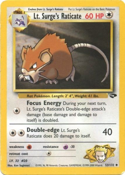 Lt. Surge's Raticate (53/132) [Gym Challenge]