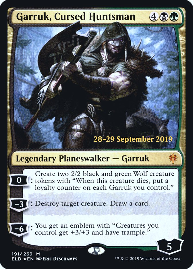 Garruk, Cursed Huntsman  [Throne of Eldraine Prerelease Promos] (PELD 191S)