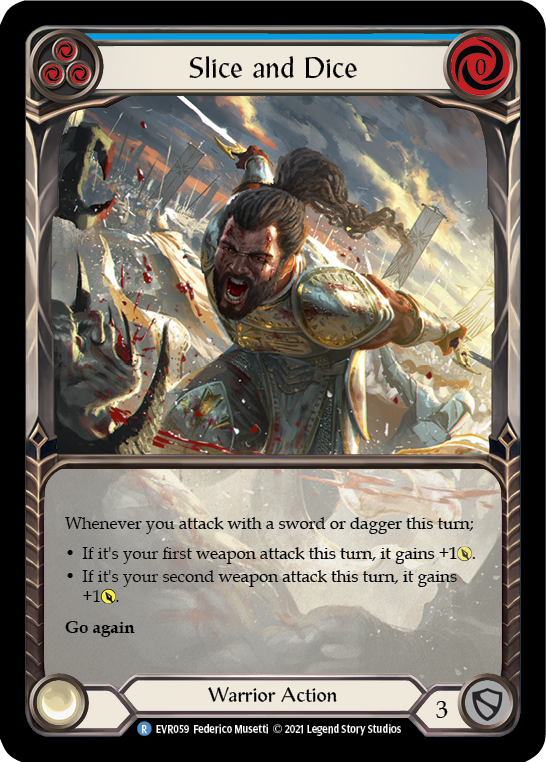 Slice and Dice (Blue) [EVR059] 1st Edition Extended Art Rainbow Foil