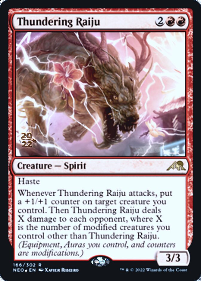 Thundering Raiju [Kamigawa: Neon Dynasty Prerelease Promos] (PNEO 166)