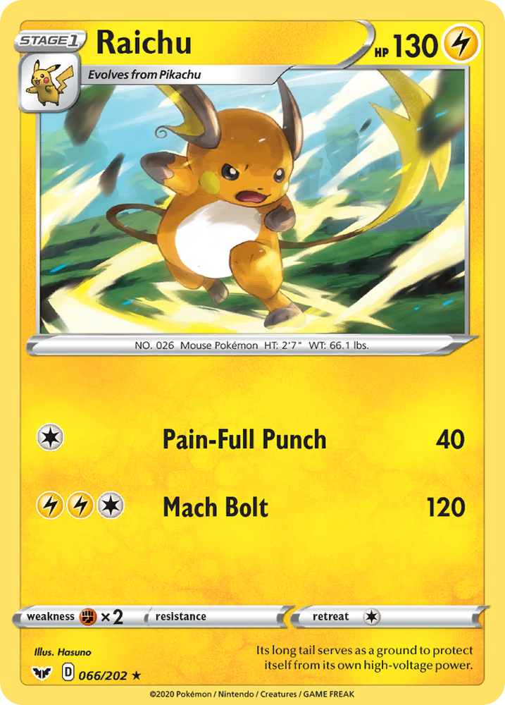 Raichu (66/202) [Sword & Shield: Base Set]